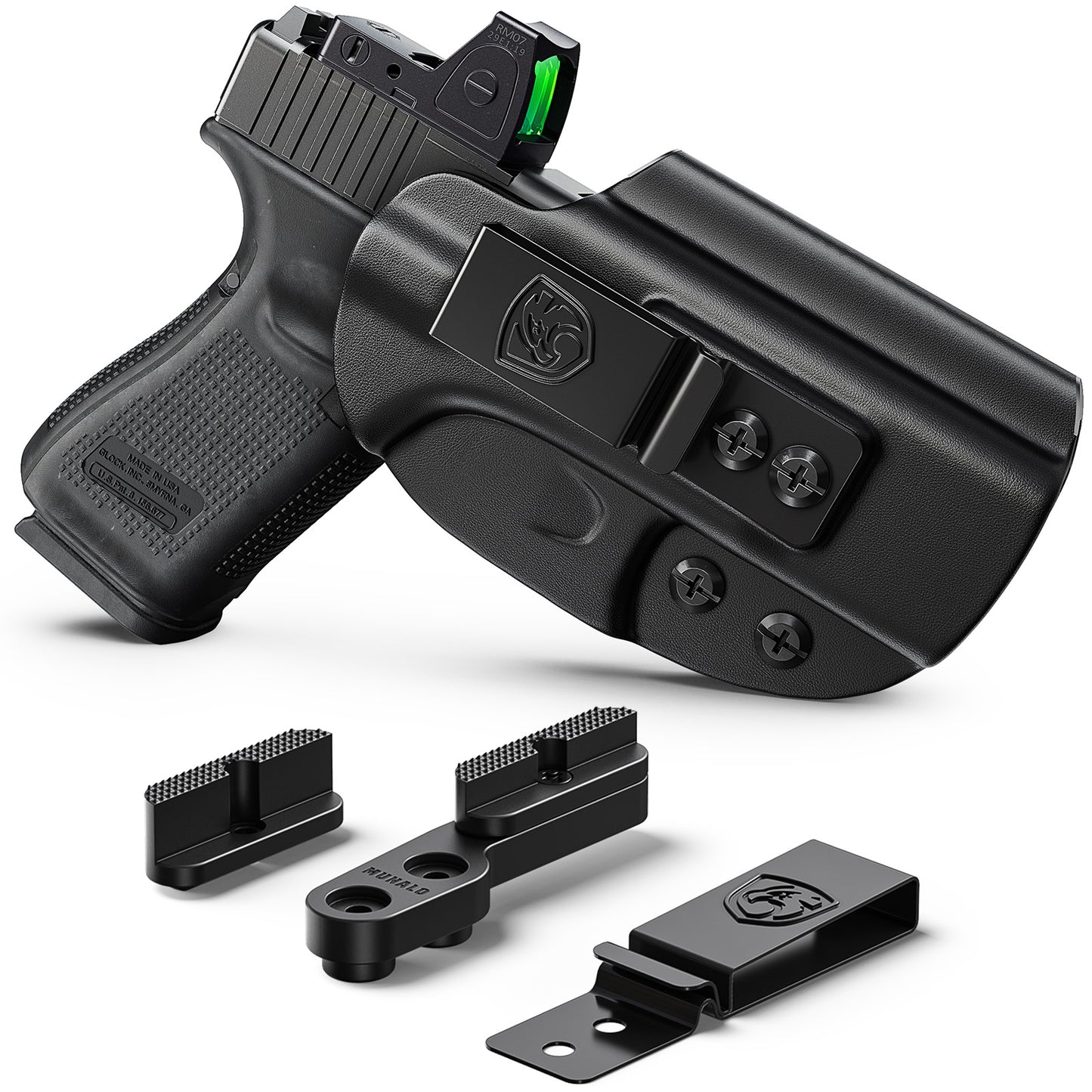 IWB Holster Compatible with Glock 19, 19X, 44, 45, 23, 32 - Concealed Carry Holster with Optic Cut, Appendix Inside Waistband (Right Hand)