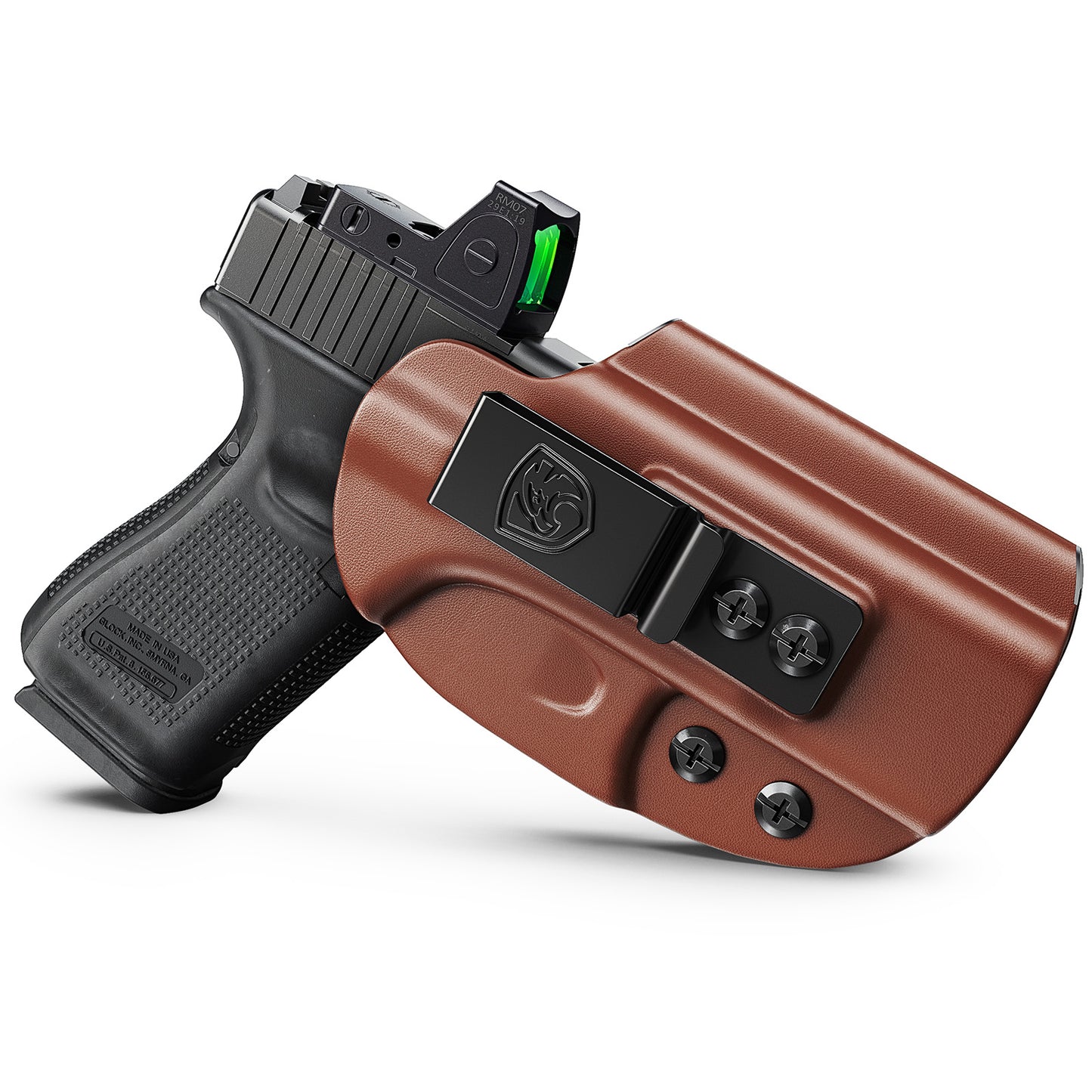 IWB Holster Compatible with Glock 19, 19X, 44, 45, 23, 32 - Concealed Carry Holster with Optic Cut, Appendix Inside Waistband (Right Hand)