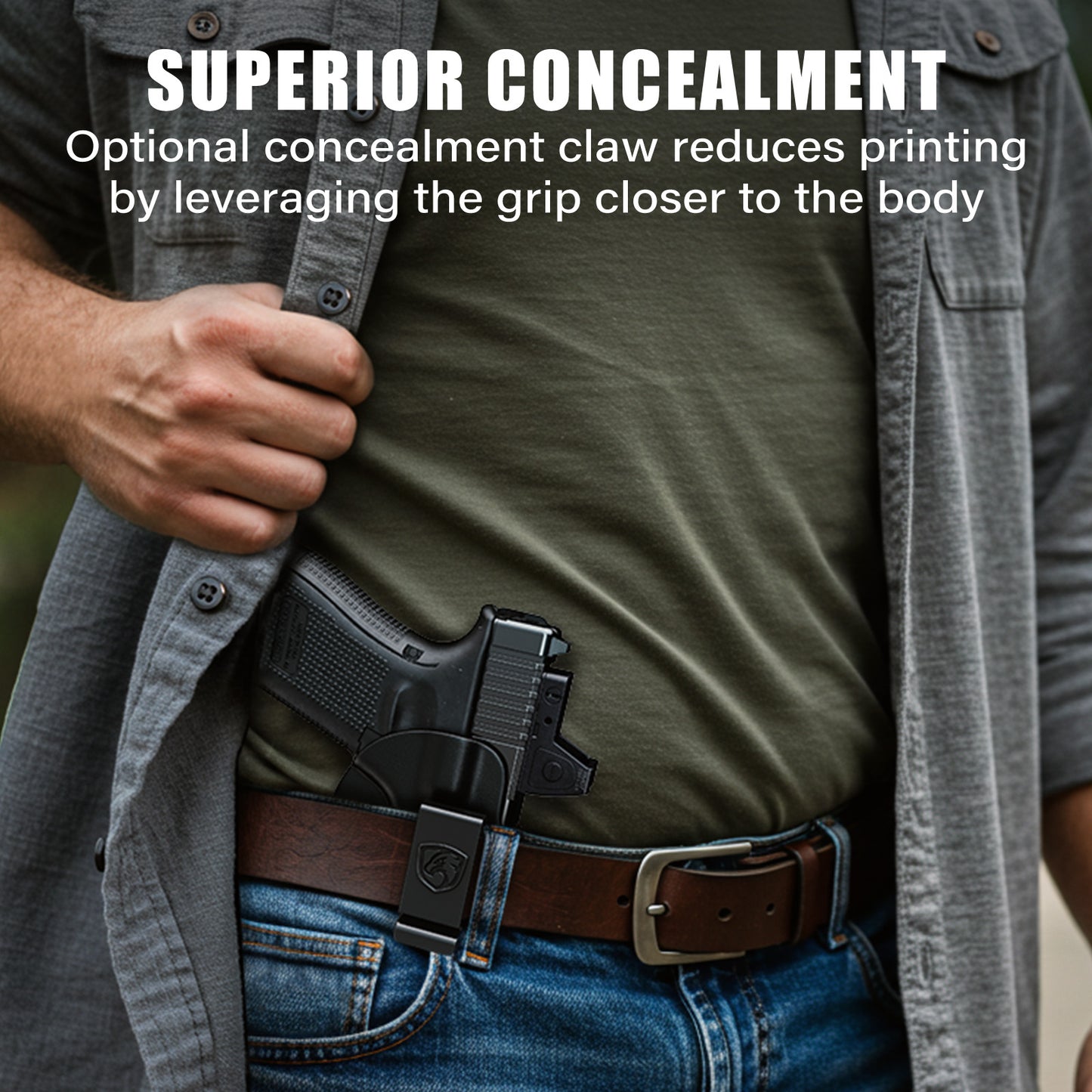 IWB Holster Compatible with Glock 19, 19X, 44, 45, 23, 32 - Concealed Carry Holster with Optic Cut, Appendix Inside Waistband (Right Hand)