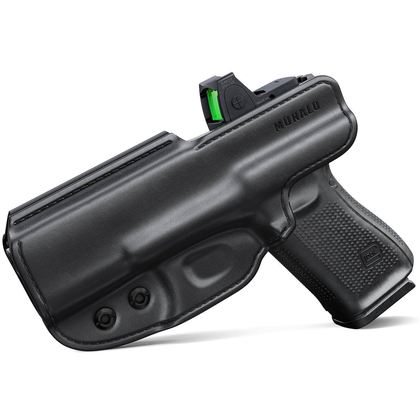 MUNALO Hybrid Holster Concealed Carry Compatible with Glock 19 (Gen 3/4/5), 19X, 44, 45, 23, 32 - IWB Holster with Concealment Claw Ideal for Appendix Inside Waistband