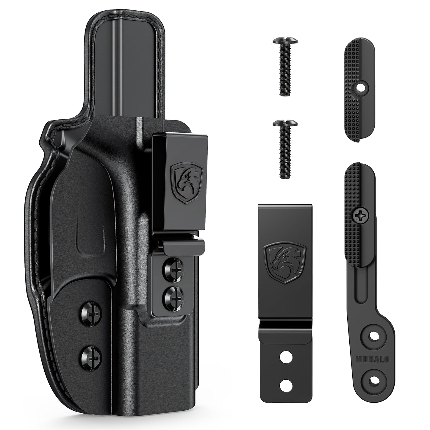 MUNALO Hybrid Holster Concealed Carry Compatible with Glock 19 (Gen 3/4/5), 19X, 44, 45, 23, 32 - IWB Holster with Concealment Claw Ideal for Appendix Inside Waistband