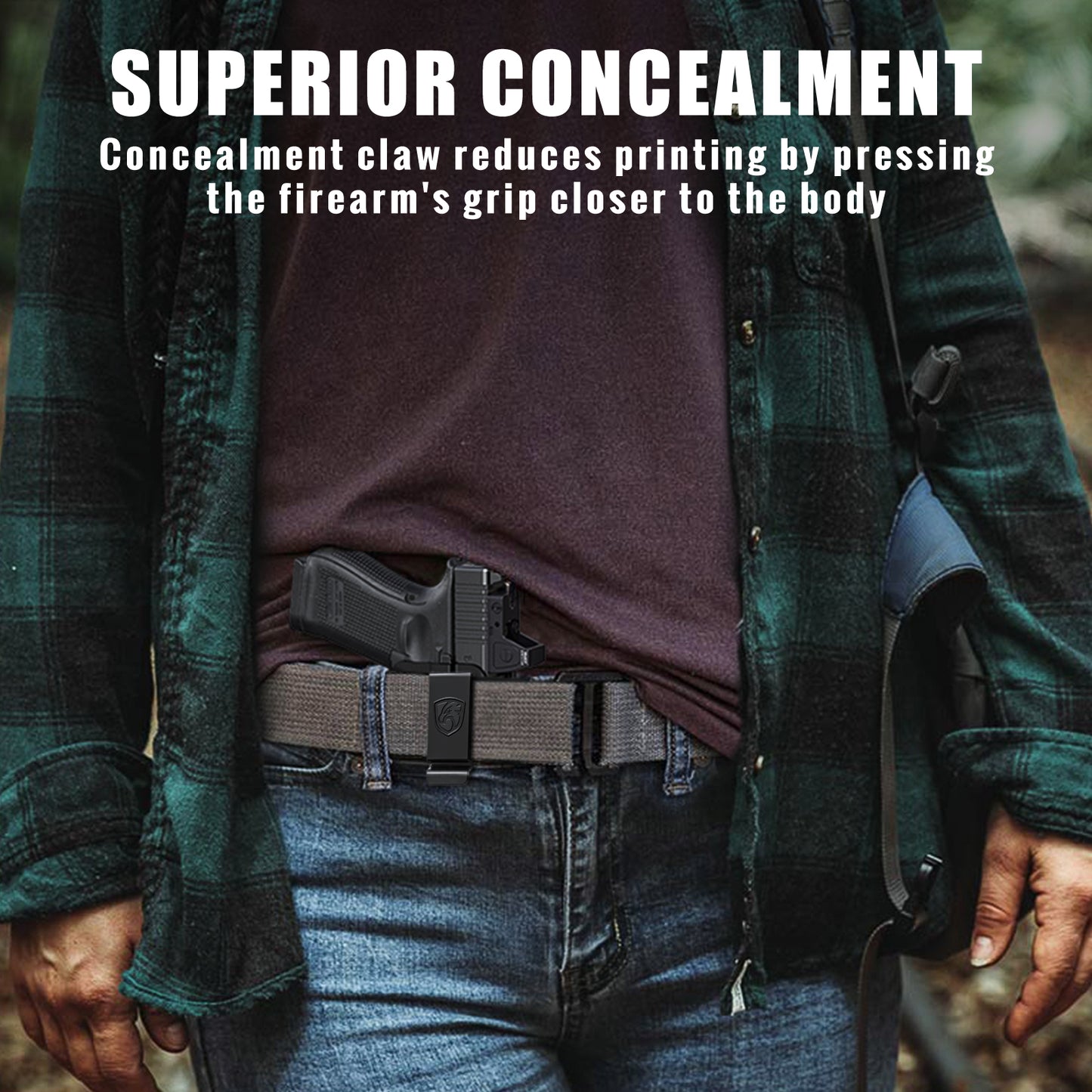 MUNALO Hybrid Holster Concealed Carry Compatible with Glock 19 (Gen 3/4/5), 19X, 44, 45, 23, 32 - IWB Holster with Concealment Claw Ideal for Appendix Inside Waistband