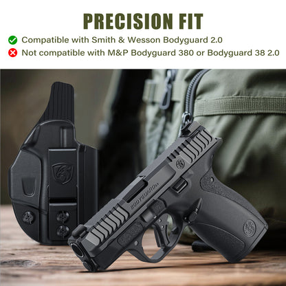 MUNALO IWB Holster for Smith & Wesson Bodyguard 2.0, with Claw, Right Hand | Concealed carry, hybrid build for comfort, fabric lining protects your firearm's finish, concealment claw, optic cut