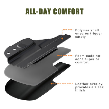MUNALO IWB Holster for Smith & Wesson Bodyguard 2.0, with Claw, Right Hand | Concealed carry, hybrid build for comfort, fabric lining protects your firearm's finish, concealment claw, optic cut