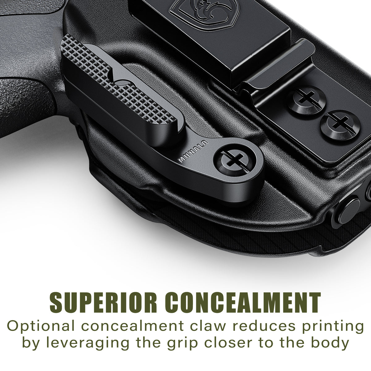 MUNALO IWB Holster for Smith & Wesson Bodyguard 2.0, with Claw, Right Hand | Concealed carry, hybrid build for comfort, fabric lining protects your firearm's finish, concealment claw, optic cut