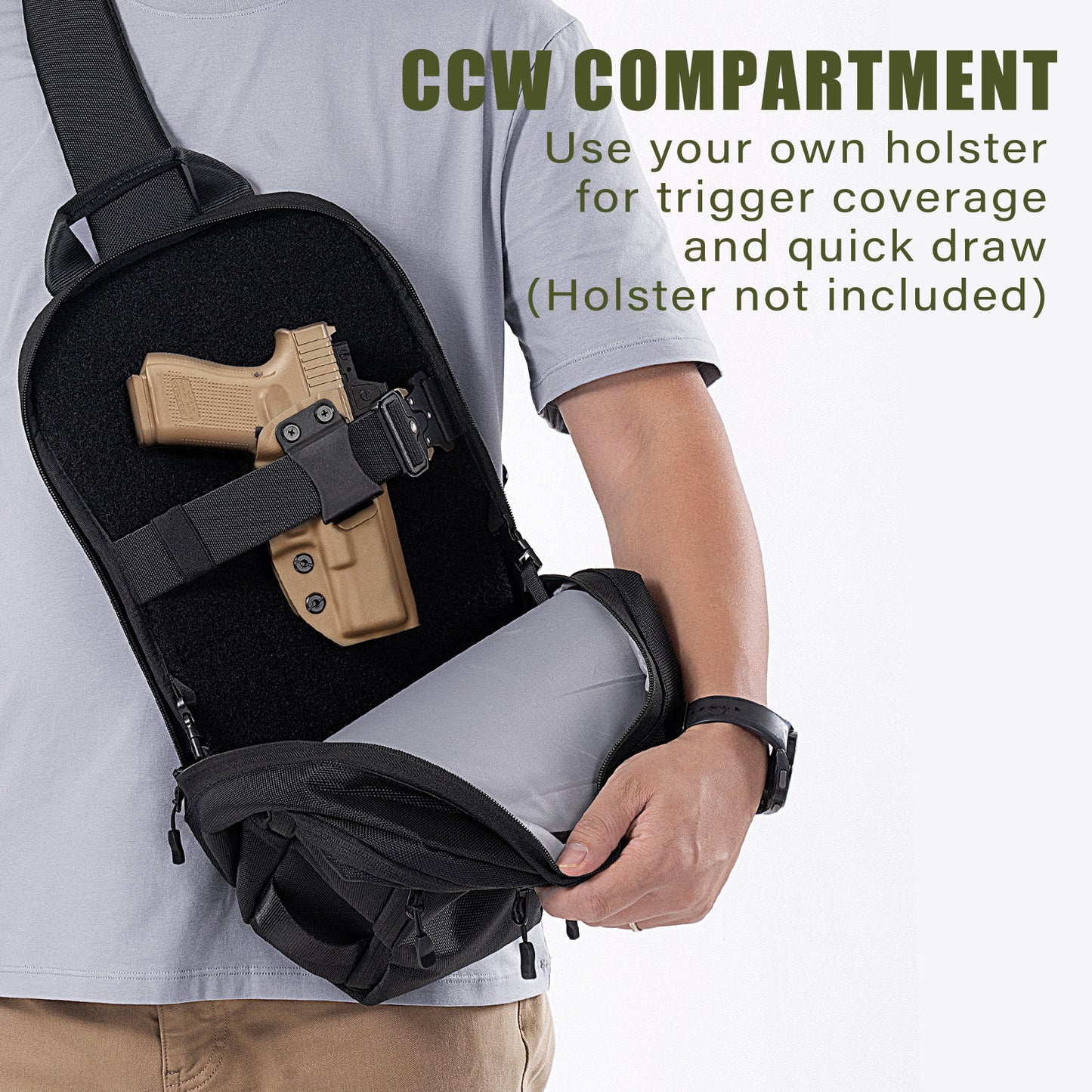 Concealed Carry Bag for Men & Women - CCW Sling Bag, Tactical Crossbody/Cross Body EDC Holster Bags for Pistol/Gun - Ideal for Trigger Coverage & Quick Draw Access