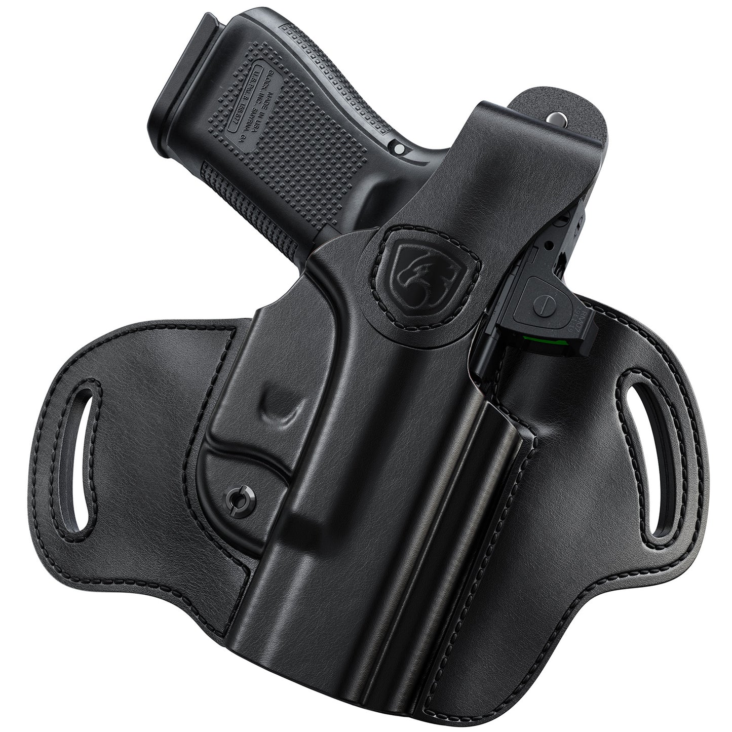 OWB Holster Compatible with Glock 19, 19X, 23, 32, 44, 45 – Outside Waistband Hip Carry Leather Holster, Right-Handed