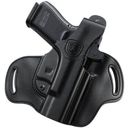 OWB Holster Compatible with Glock 19, 19X, 23, 32, 44, 45 – Outside Waistband Hip Carry Leather Holster, Right-Handed