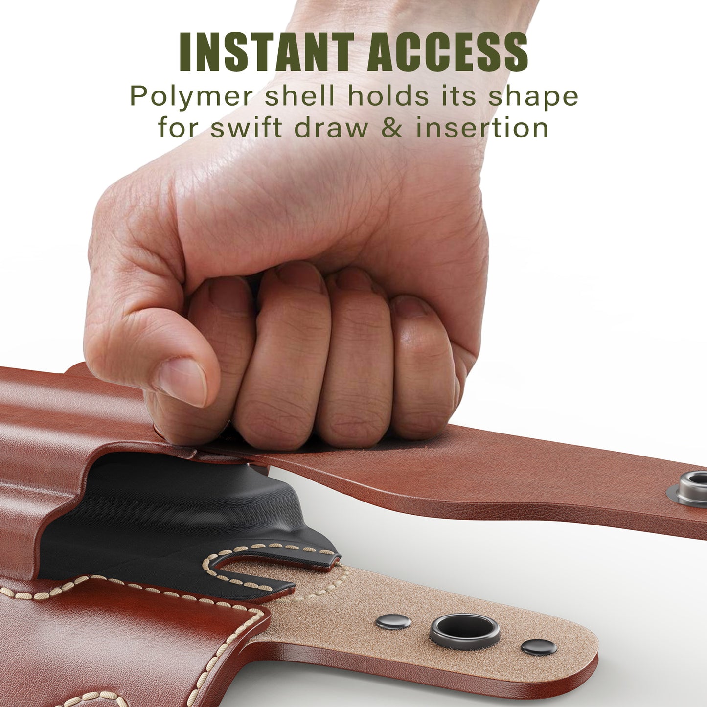 OWB Holster Compatible with Glock 19, 19X, 23, 32, 44, 45 – Outside Waistband Hip Carry Leather Holster, Right-Handed