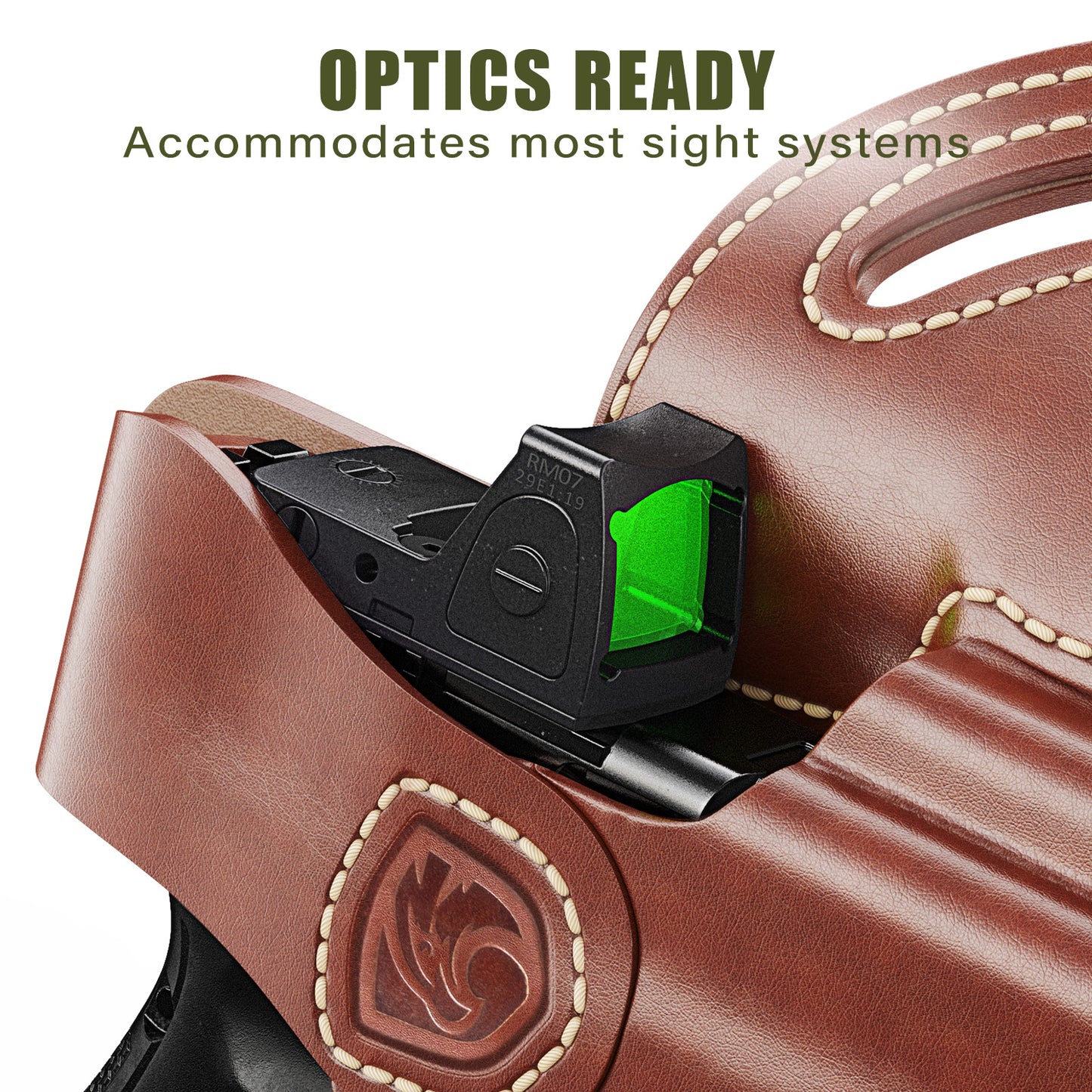 OWB Holster Compatible with Glock 19, 19X, 23, 32, 44, 45 – Outside Waistband Hip Carry Leather Holster, Right-Handed