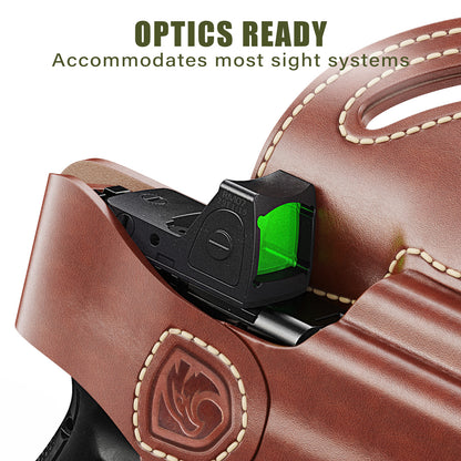 OWB Holster Compatible with Glock 19, 19X, 23, 32, 44, 45 – Outside Waistband Hip Carry Leather Holster, Right-Handed