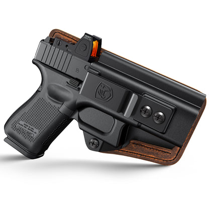 G19 Holster - Compatible with Glock 19/19X (Gen 3-5) Glock 44/45 Glock 23/32 (Gen 3-4) - IWB Holster - Inside Waist Concealed Carry Accessories - Kydex and Leather Hybrid by MUNALO