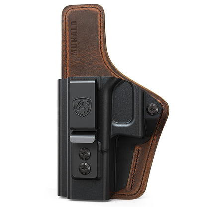 G19 Holster - Compatible with Glock 19/19X (Gen 3-5) Glock 44/45 Glock 23/32 (Gen 3-4) - IWB Holster - Inside Waist Concealed Carry Accessories - Kydex and Leather Hybrid by MUNALO