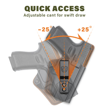 G19 Holster - Compatible with Glock 19/19X (Gen 3-5) Glock 44/45 Glock 23/32 (Gen 3-4) - IWB Holster - Inside Waist Concealed Carry Accessories - Kydex and Leather Hybrid by MUNALO