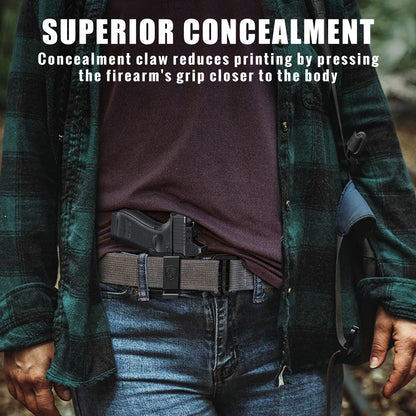 MUNALO Hybrid Holster Concealed Carry Compatible with Glock 19 (Gen 3/4/5), 19X, 44, 45, 23, 32 - IWB Holster with Concealment Claw Ideal for Appendix Inside Waistband