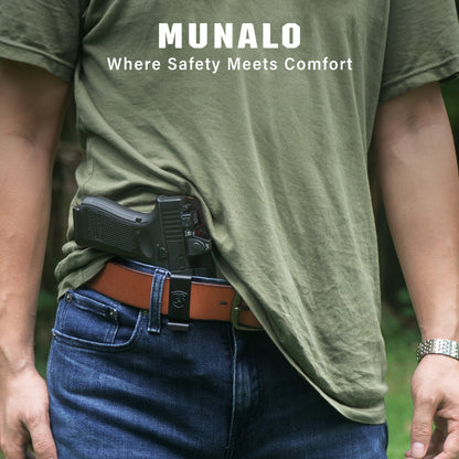 G19 Holster - Compatible with Glock 19/19X (Gen 3-5) Glock 44/45 Glock 23/32 (Gen 3-4) - IWB Holster - Inside Waist Concealed Carry Accessories - Kydex and Leather Hybrid by MUNALO