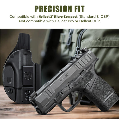 MUNALO IWB Holster Compatible with Springfield Armory Hellcat Micro-Compact 9mm (Standard & OSP Models) - Concealed Carry Hybrid Holster with Optic Cut, Appendix Inside Waistband, Right-Hand