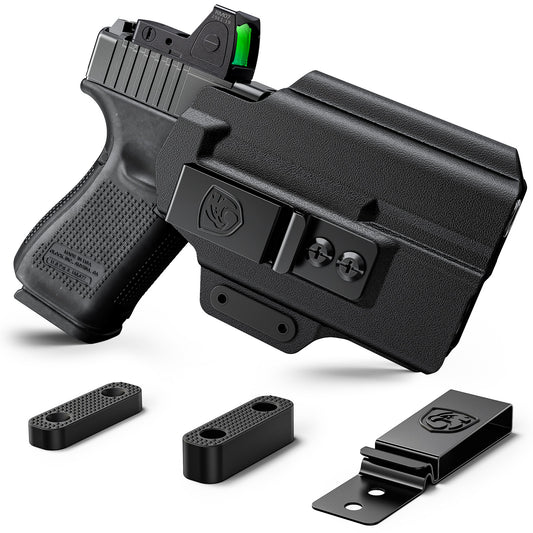 MUNALO IWB Holster Compatible with Glock 19 (Gen 3/4/5) with Flashlight, 19X, 44, 45, 23, 32 with Light Concealed Carry Holster with Concealment Claw Ideal for Appendix Inside Waistband