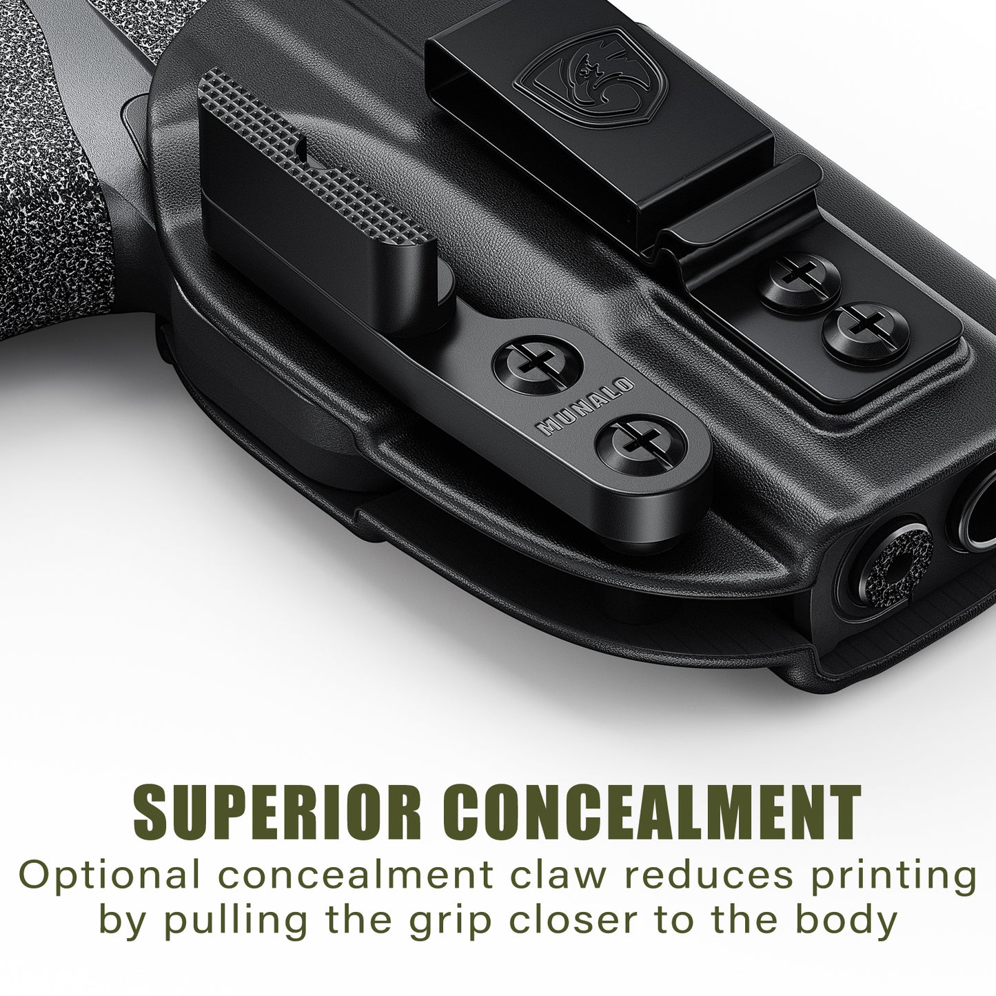 MUNALO IWB Holster Compatible with Springfield Armory Hellcat Pro - Hybrid Multi-Layer Concealed Carry Holster with Optic Cut, Appendix Carry, Right-Hand Draw