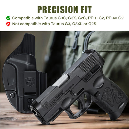 MUNALO IWB Holster Compatible with Taurus G3C, G3X, G2C, PT111 / PT140 Millennium G2 - Hybrid Concealed Carry Holster with Optic Cut, Appendix Carry, 9mm/.40, Right-Hand Draw