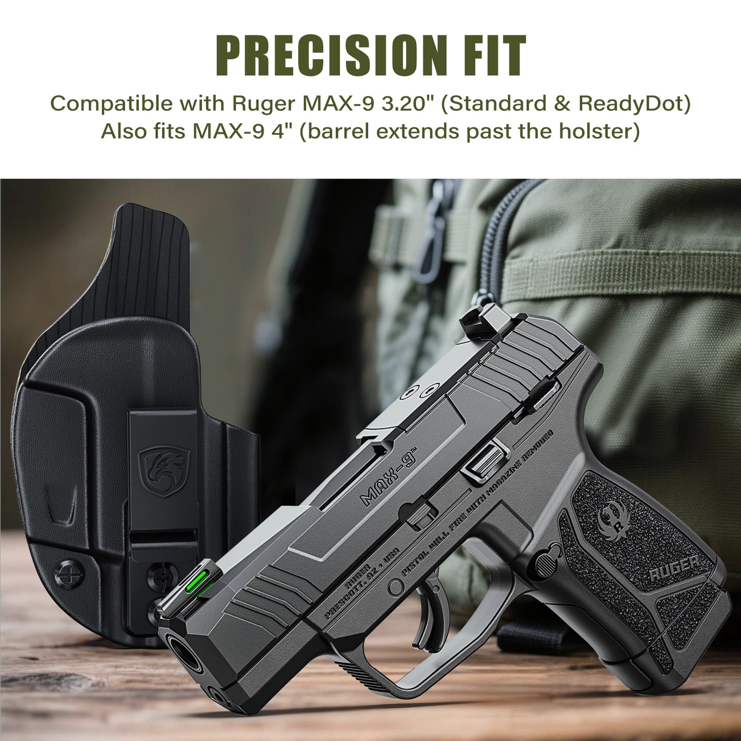 MUNALO IWB Holster Compatible with Ruger MAX-9 3.20" Barrel (Standard & ReadyDot) - Hybrid Concealed Carry Holster with Optic Cut, Appendix Carry Inside Waistband, Right-Hand Draw