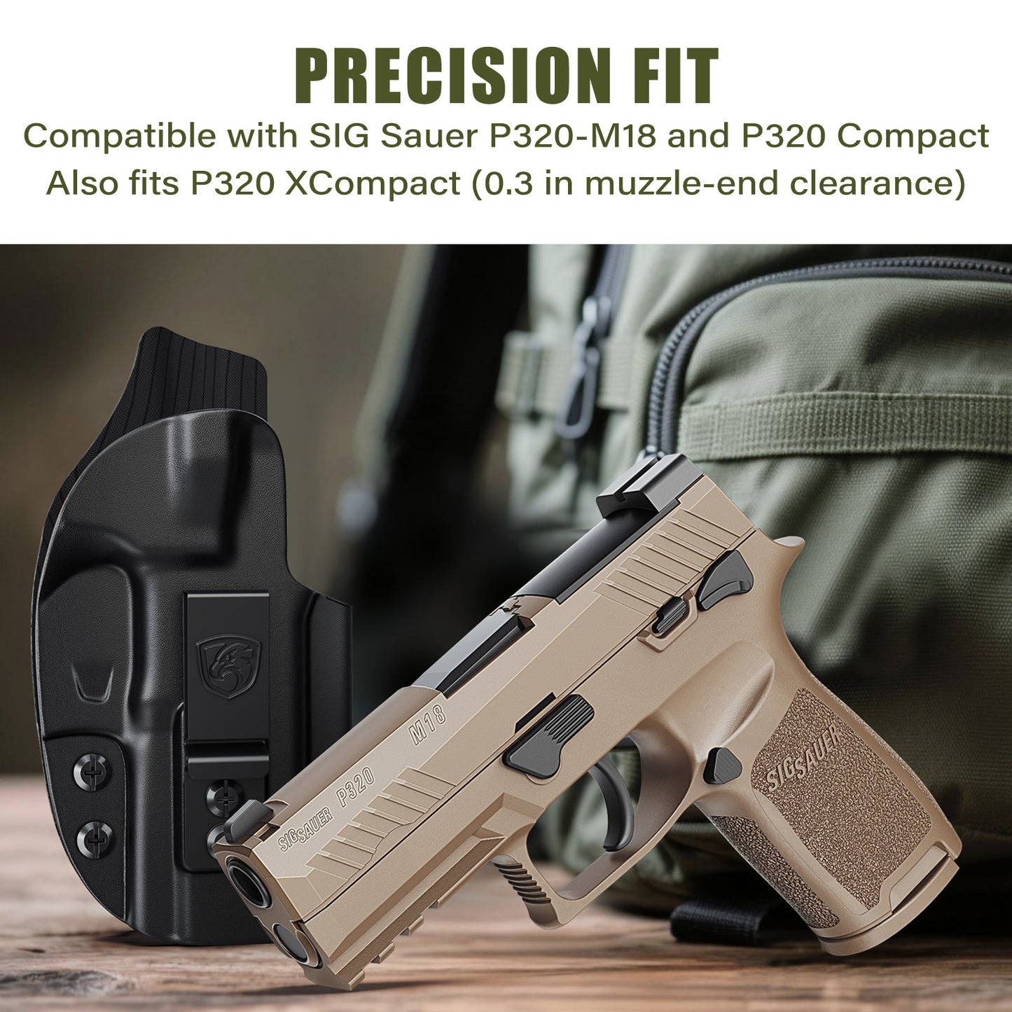 IWB Holster Compatible with SIG Sauer P320-M18, P320 Compact and P320 XCompact – Concealed Carry Holster with Optic Cut, Appendix Inside Waistband