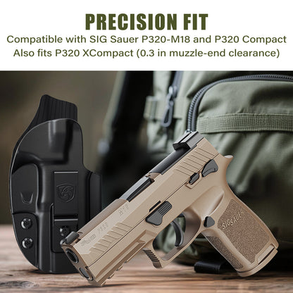 IWB Holster Compatible with SIG Sauer P320-M18, P320 Compact and P320 XCompact – Concealed Carry Holster with Optic Cut, Appendix Inside Waistband