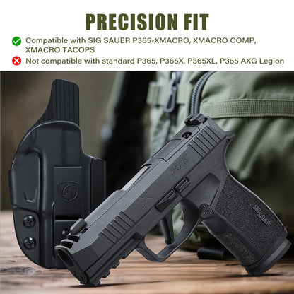 MUNALO IWB Holster Compatible with Sig Sauer P365-XMACRO, P365-XMACRO COMP, P365-XMACRO TACOPS - Hybrid Multi-Layer Concealed Carry Holster with Optic Cut, Appendix Carry, Right-Hand Draw