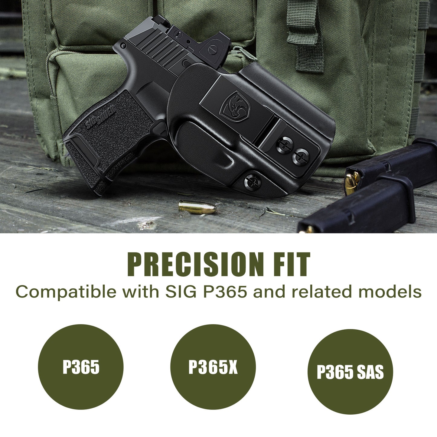 MUNALO IWB Holster Compatible with SIG Sauer P365, P365X and P365 SAS - Concealed Carry Holster with Optic Cut, Appendix Inside Waistband