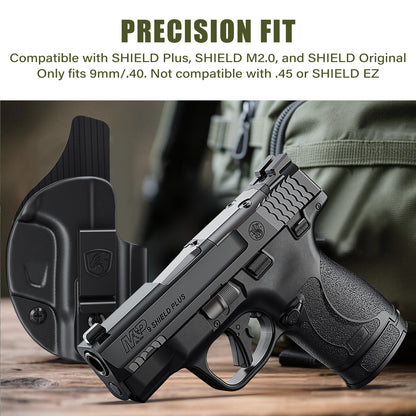 IWB Holster Compatible with Smith & Wesson M&P Shield Plus, Shield M2.0, and Shield (Original/1.0) - Concealed Carry Holster with Optic Cut, Appendix Inside Waistband (Right-Hand)